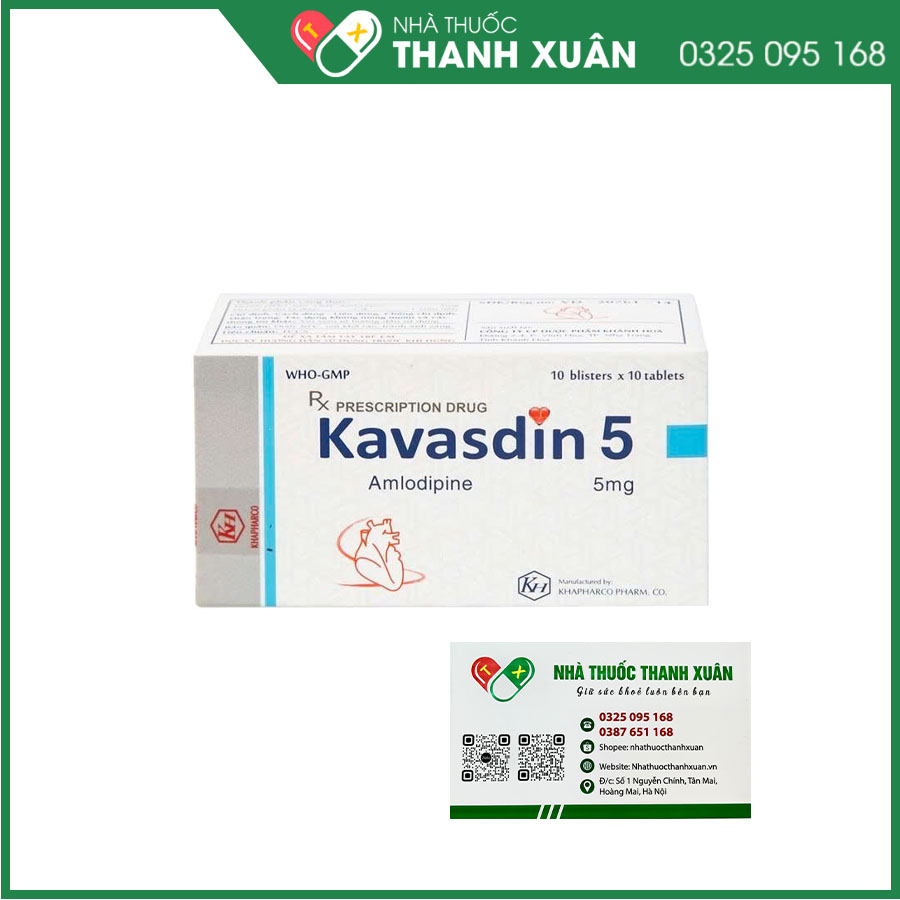 Kavasdin 5mg thuốc điều trị tăng huyết áp, dự phòng đau thắt ngực ổn định